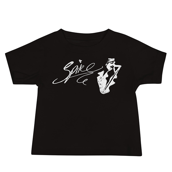 Black baby t shirt with Spike logo and graphic