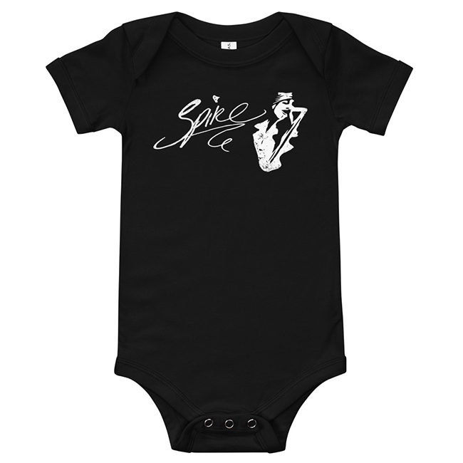 Black baby grow with Spike logo and graphic